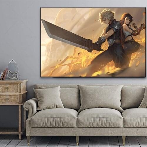 Game Cloud Strife ​Final Fantasy Poster And Prints Canvas Painting Modern Wall Art Pictures Home Decor For Boy Kid Bedroom Gift