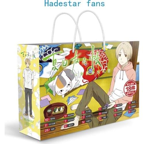Anime natsume yuujinchou Lucky gift bag collection toy include postcard poster badge stickers bookmark sleeves gift
