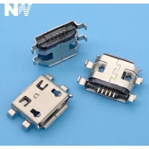 50Pcs Micro Usb 5Pin 0.8Mm B Type Flat Mouth Without Curling Side Female Connector For Mobile Phone Mini Usb Jack