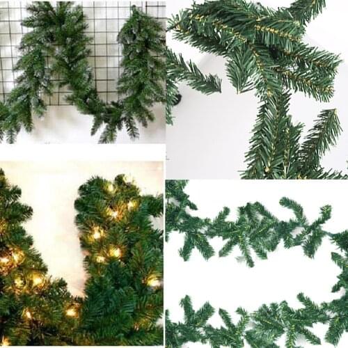 2.7m Christmas Rattan Garland Hanging Cane Xmas Tree Indoor Decor Green Artificial Ornaments Wall Pine For Home