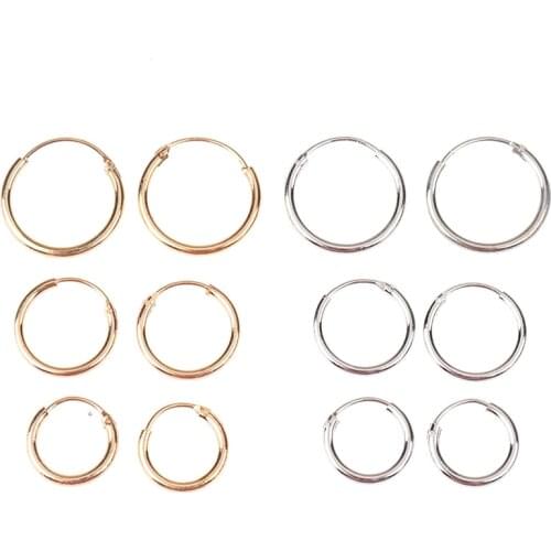 3 Pair/Set Fashion Women Girl Simple Round Circle Small Ear Stud Earring Punk Hip-hop Earrings Jewelry 3 Sizes