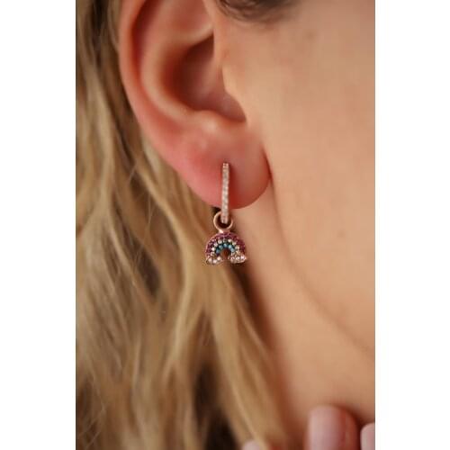 925 Sterling Silver Rainbow Model Mix CZ Rose Plated Italian Earrings Elegant Design Pleasing Appearance Quality Wink Attractive 2021 Trend fashion