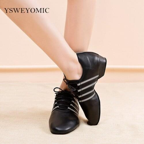 Girls Latin Dancing New Styles Suede Outsole Low Heel flexible Real Leather Salsa Latin Practise Teacher Dance Shoes For Women