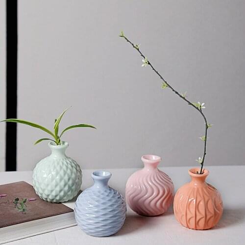 1 pc Modern Marcaron Style Small Size Ceramic Vase Porcelain Crafts Flower Holder Jardiniere Home Decoration Gitfs