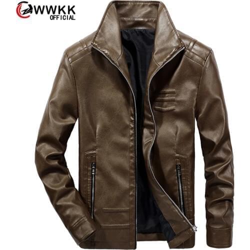 WWKK Mens Leather Jackets 2020 New spring warm Leather Coats Casual Motorcycle Jacket Male Biker Jackets M-3XL