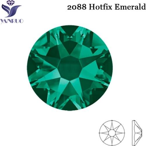 YANRUO 2088 Emerald Hotfix Crystals Sw Diamante Stones And Crystal Strass Hot-fix Appliue Dress Clothes Iron On Crystals
