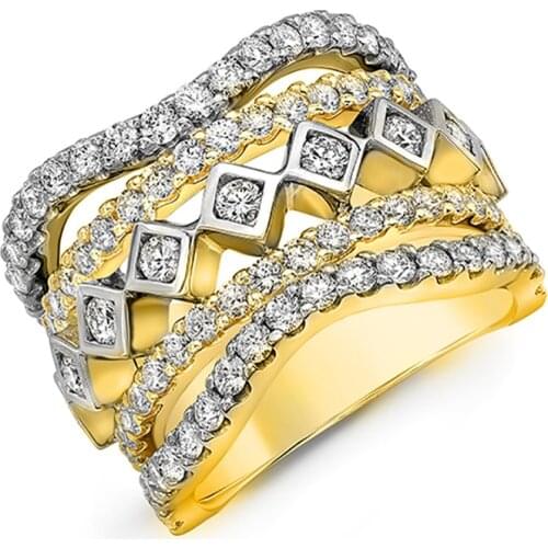 Vintage Female White Crystal Stone Ring Charm Gold Silver Color Wedding Rings For Women Luxury Hollow Geometry Engagement Ring
