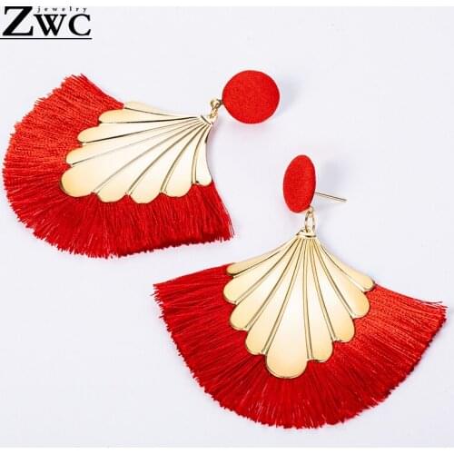 ZWC Fashion Bohemian Statement Tassel Dangle Earrings for Women Long Colorful Big Fringe Earrings Vintage Kolczyki 2019 Jewelry