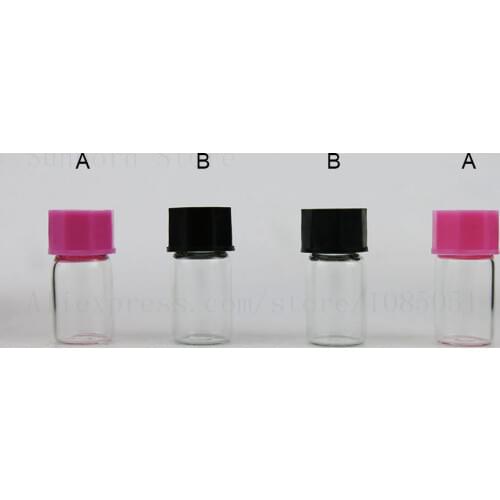 1ml 1cc Clear Small Screw Neck Glass Vials Bottles with Plastic Lids Sample Bottle Jars Containers for Cosmetic 100pcs