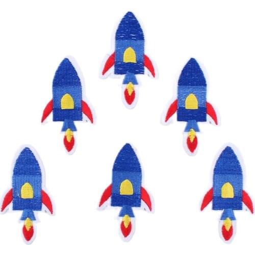 10pcs/lot Iron On Rocket Patch DIY Boys Clothing Stickers Sew On Embroidered Jeans Appliques DIY Handmade Garment Motif Badge