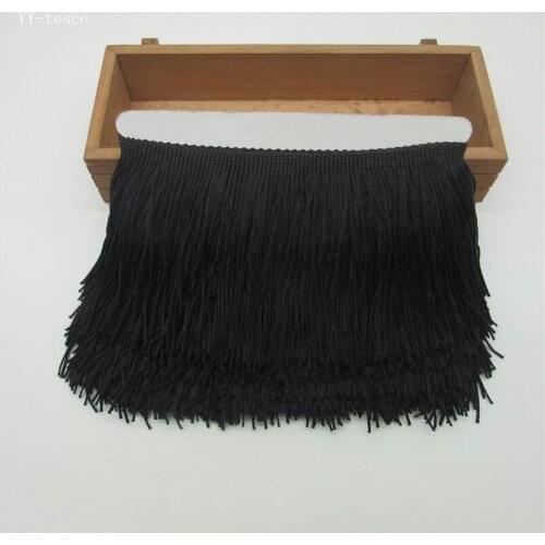 10Yards 10cm Wide Lace Fringe Trim Tassel black Fringe Trimming For DIY Latin Dress Stage Clothes Accessories Lace Ribbon