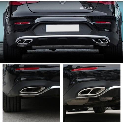 2pcs Gloss Black Steel Exhaust Trims For Mercedes Benz GLC C E-Class C207 Coupe 2014-2017 W212 W213 W205 X253 C180 C200 Car Part