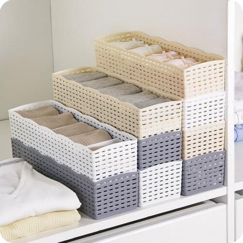 5 Grids Storage Basket Wardrobe Organizer Creative Plastic Underwear Storage Box Clothes Toys Storage Container