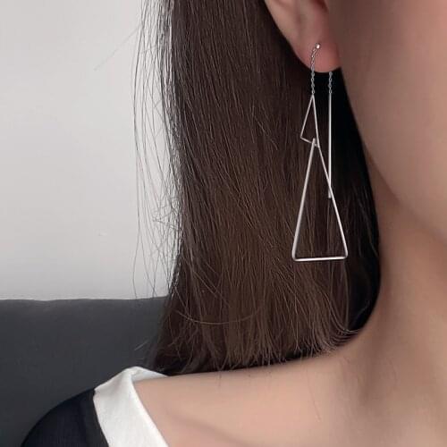 6 Style 925 Sterling Silver Earrings Long Fashion Fringe Triangle Ear Chain Earring For Women