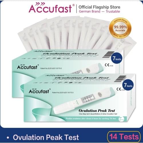 ACCUFAST 14Pcs LH Ovulation Peak Test Midstream One Step Semi-Quantitative LH Urine Ovulation Test Stick For Women Home Use