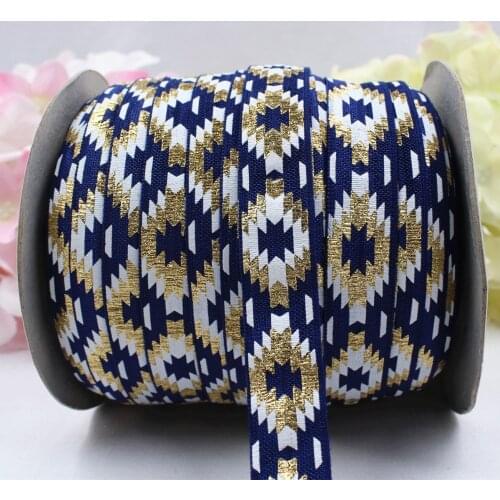 16612-16 ,5/8'' 16MM hot gold print diamond Elasticity ribbon ,10 yards DIY handmade hair accessories Material , free shipping