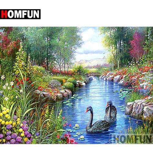 HOMFUN Full Square/Round Drill 5D DIY Diamond Painting "Goose landscape" Embroidery Cross Stitch 5D Home Decor Gift A16969