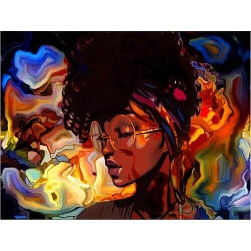 New diamond embroidery sale 5d diy diamond painting African Woman picture of rhinestones cross-stitch square round stones