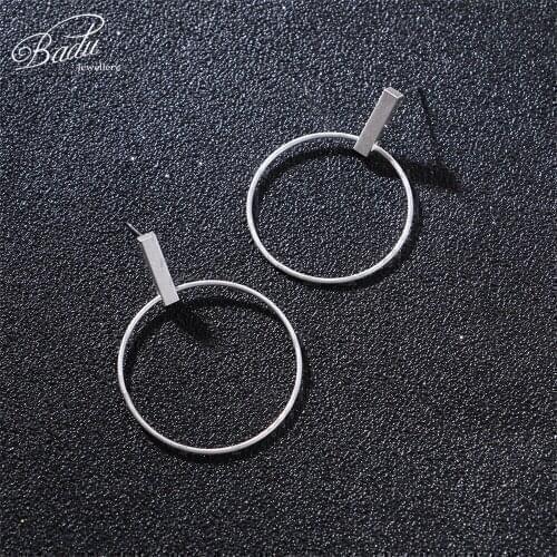 Badu Korean Stud Earring Gold Geometric Metallic Earrings Women Big Round Circle Exaggerated Jewelry Wholesale