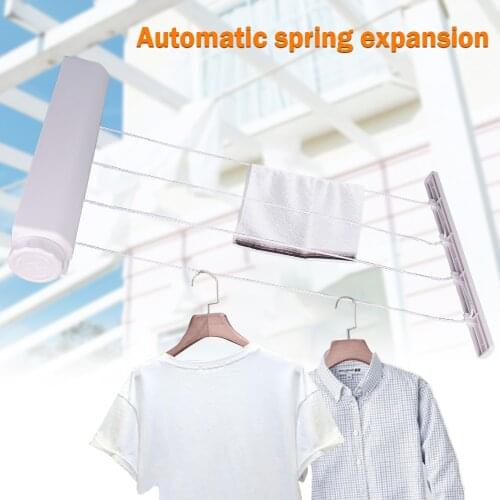 Clothesline Rope 4/5 Line Retractable Clothes line Wall Hanger Nylon Hanger Drying Rack Bathroom Organizer for Clothes Towel