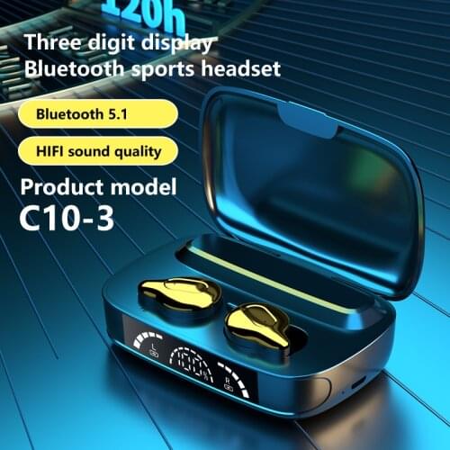 C10 TWS Touch Bluetooth Wireless Earphone 9D Surround Stereo Headset Sports Waterproof Earbuds Noise reduction Headphones
