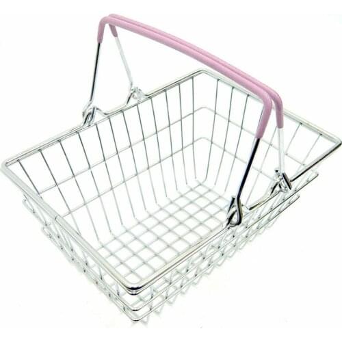 Children Miniature Metal Supermarket Shopping Basket Pretend Role Play Toy Gift Children Toys Birthday Christmas New Year Gift