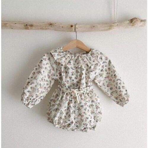Baby Floral Suit 2021 Spring New Baby Girls Clothing Set Baby Blouse and Shorts 2 Pcs Peter Pan Collar Baby Blouse