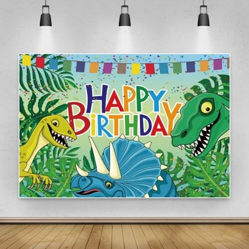 Jungle Forest Wild Safari Dinosaur Happy Baby Birthday Party Photography Backdrops Baby Portrait Custom Backgrounds Photo Studio