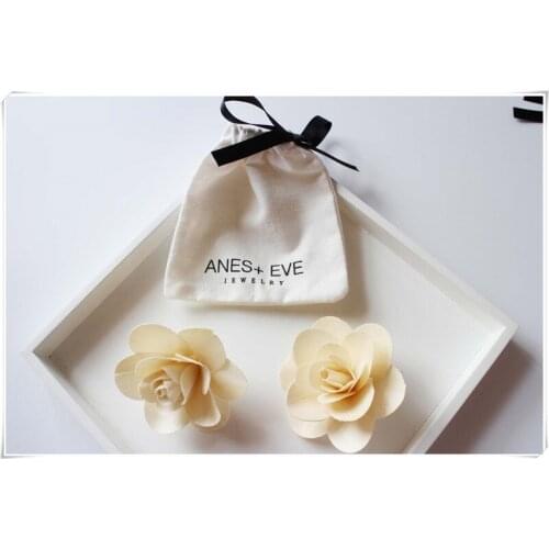 Customized double side Logo cotton gift Bags Jewelry gift pouch