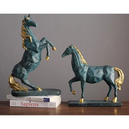 CHINESE FENGSHUI RESIN ANIMAL ACCESSORIES HOME LIVINGROOM TABLE HORSE SCULPTURE CRAFTS OFFICE DESKTOP FIGURINES DECORATION ART