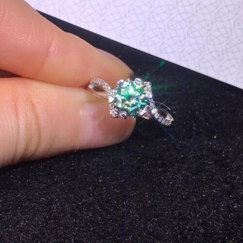 Inbeaut 100% Genuine 925 Silver Excellent Cut Pass Diamond Test Sparkling Green Snowflake Moissanite Ring Women S925 Jewelry