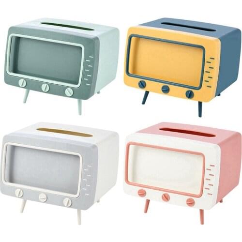 Multi-function Tissue Case TV Shape Tissue Box Paper Rack Office Table Tissue Holder Napkin Bag Holder Case Table Decoration