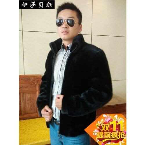 Marten 2019 winter overcoat male zipper with a hood mens clothing mink fur coat Men