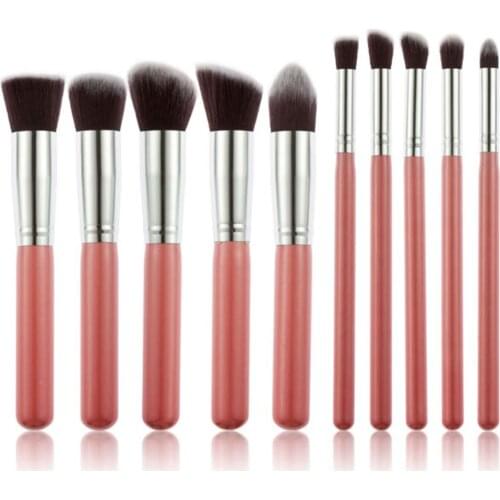 10Pcs Fashion Portable Multifunctional Soft Makeup Brush Set 3cm/1.2inch Wood Makeup Tool
