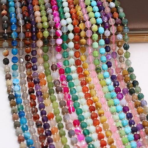 Natural stone semi-precious stone faceted round beaded multi-color jewelry can be used for DIY necklace bracelet jewelry making