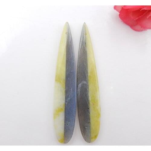 Natural Labradorite With Serpentine Intarsia Teardrop Beads For Jewelry Making DIY Charms Bracelets Earrings 61x12x4mm,9.9g