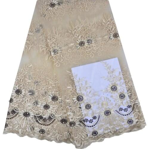 Nigerian French Lace Fabrics 2018 African Tulle Lace Fabric High Quality African Lace Wedding Fabric With Beads For Dress 1239