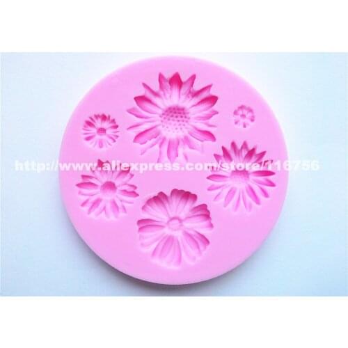 New! Free Shipping Sunflower Shaped Silicone Mold Cake Decoration Fondant Cake 3D Food Grade Silicone Mould 141