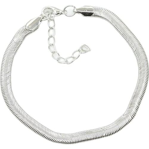 New Silver / Gold Flat Snake Chain Anklet Bracelet Women Simple Delicate Foot Chain Summer Beach Feet Jewelry