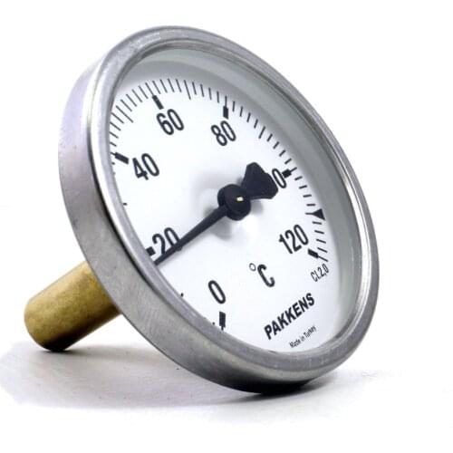 Pakkens 63mm Dial Rear Connection Thermometer 1/2 '' Aluminum Temperature Gauge Meter Liquid Water