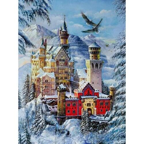 Full Square Diamond Painting Cross Stitch Winter Snow Castles Diamond Embroidery 5D Diy Mosaic Needleworks Crafts Wall Stickers