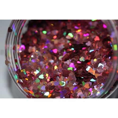 3mm Solvent Resistant Rainbow Holographic Heart Glitter Assorted Colors Confetti, Kawaii Resin Nail Art Glitter