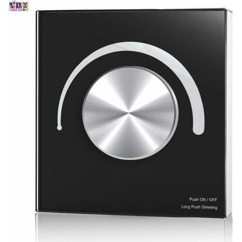 S1-K AC100-240V AC Triac Rotary Glass Panel Dimmer dim and switch single color dimmable LED lamps strip light White Black shell