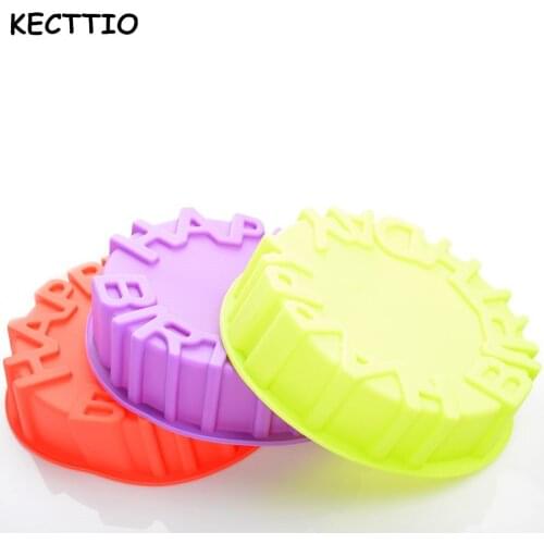 Silicone cake Mold big round shape cake molds Happy birthday letter mould for cakes baking tools cake pan Microwave Oven