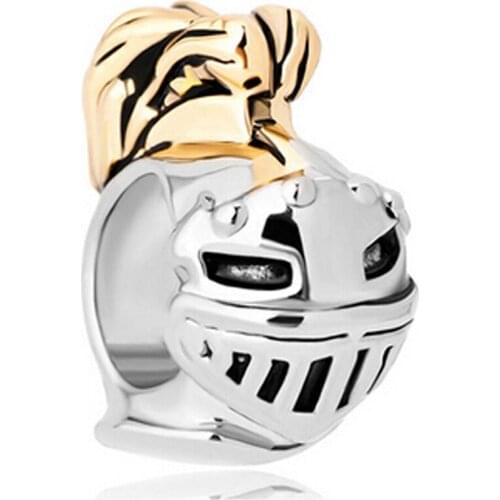 Slide beads Vintage Samurai Helmet Charm Beads fit Pandora charm bracelet women jewelry holiday gifts