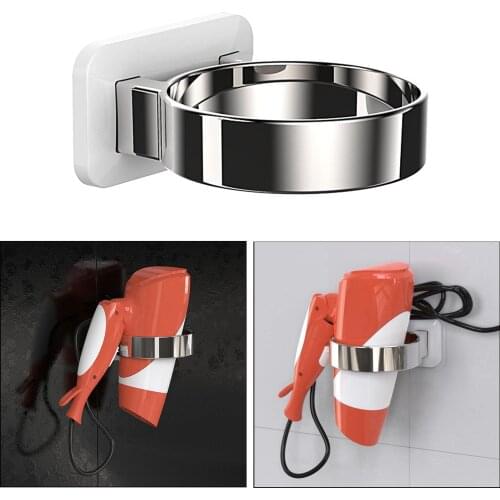 Punch-free Hairdryer Storage Rack Wall Mounted Hair Dryer Holder Shelf for Home Bathroom Dressing Room