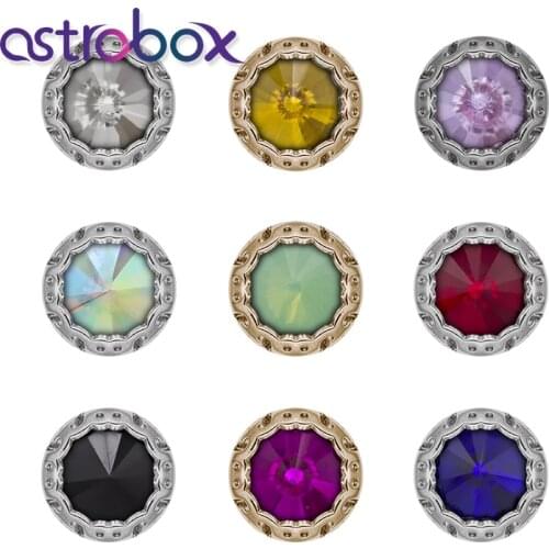 Astrobox Glitter Rivoli Crystal Sew On Rhinestone With Nest Claw Diy Colorful Dress Stones Glass Rhinestones For Clothing