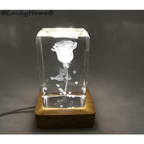 LED Night Light Wooden Square Base Holder Display Stand for Crystals Glass Ball 11UA