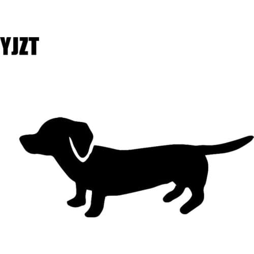 YJZT 15.2CM*5.3CM Cute Dachshund Wiener Dog Vinyl Car Sticker Black/Silver C2-3053
