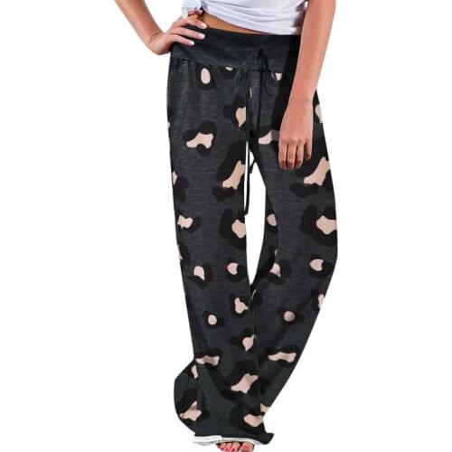 Womens Lace-up Printed Waist Stitching Casual Trousers pantalones de mujer штаны женский cargo pants штаны в клетку